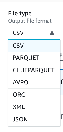 DataBrew Output File Type